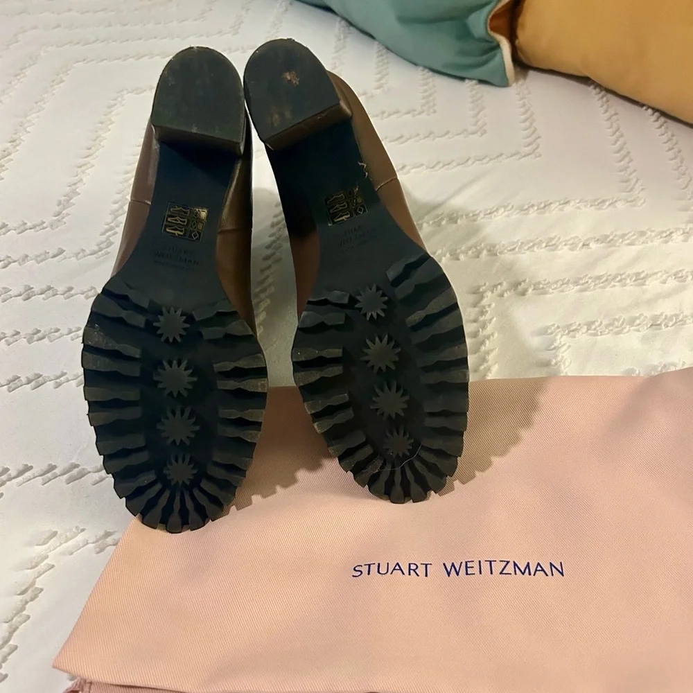 Stuart Weitzman Wenda Lug-Sole Leather Chelsea Boots, Size 6.5, Espresso - Picture 7 of 8